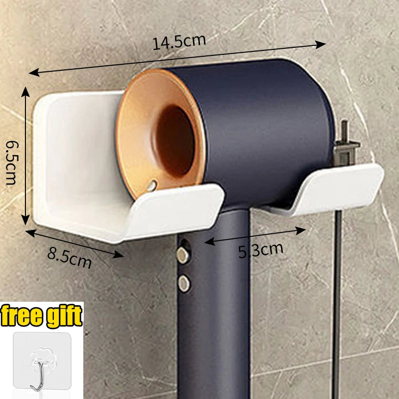 Hair Dryer Holder Wall Mounted Wall Dryer Cradle White Black Grey Hairdryer Blow Dryer Organizer for Bathroom Bathroom Shelves