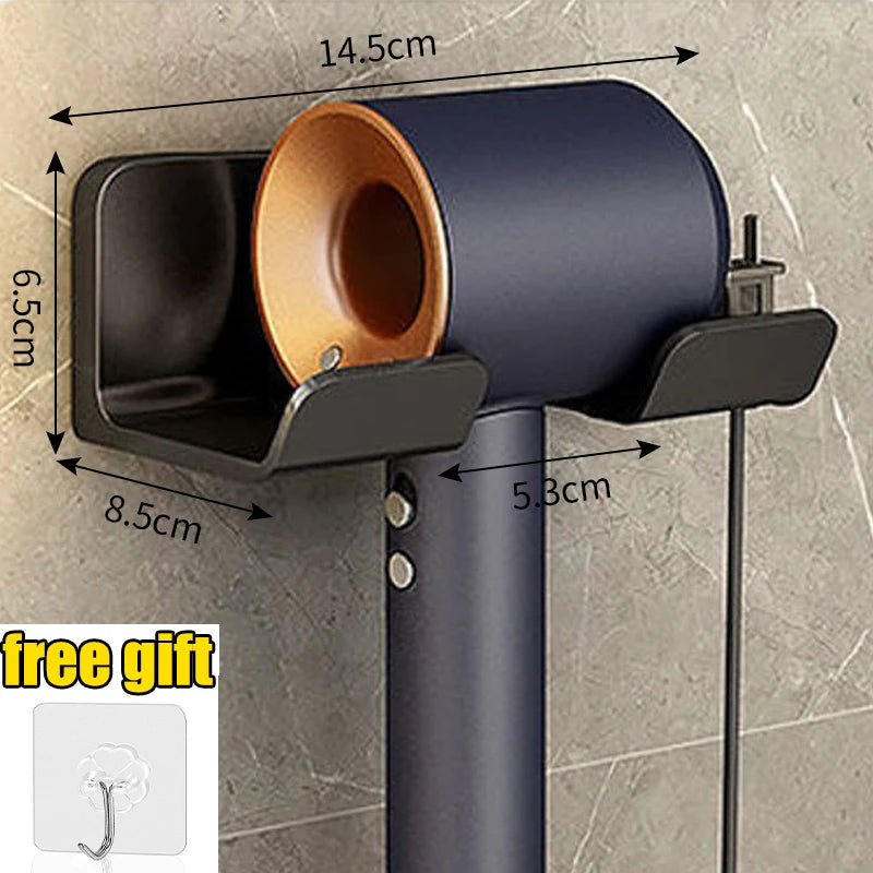 Hair Dryer Holder Wall Mounted Wall Dryer Cradle White Black Grey Hairdryer Blow Dryer Organizer for Bathroom Bathroom Shelves