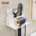 Hair Dryer Holder Wall Mounted Wall Dryer Cradle White Black Grey Hairdryer Blow Dryer Organizer for Bathroom Bathroom Shelves