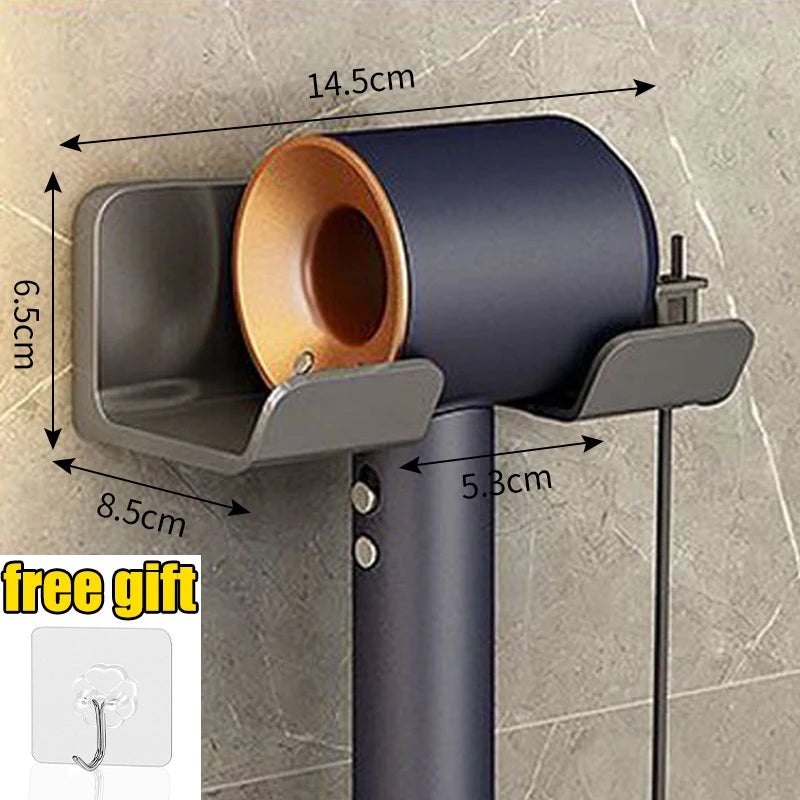 Hair Dryer Holder Wall Mounted Wall Dryer Cradle White Black Grey Hairdryer Blow Dryer Organizer for Bathroom Bathroom Shelves